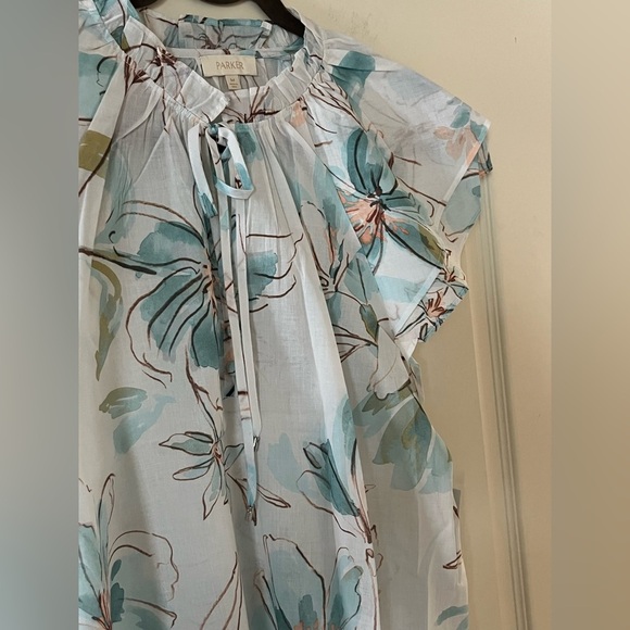 New! Parker Brand from Nordstrom, Floral Ruffle Sleeve Top Women’s Size medium - Picture 7 of 15
